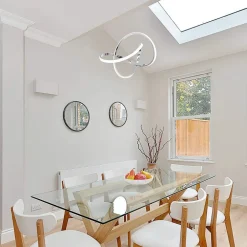 LAMPADARIO LED MODERNO INTRECCIATO 60W IP20 CROMATO CCT TRIPLA COLORAZIONE LUCE A50-A3C