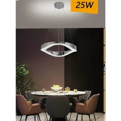 LAMPADARIO LED SOFFITTO 25 W SOSPESO IN ACCIAIO CRISTALLO LUCE FREDDA 8000K B72