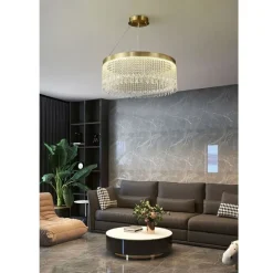 LAMPADARIO LED SOSPENSIONE ROTONDO CON CRISTALLI IN ACRILICO CONTEMPORANEO LP-28