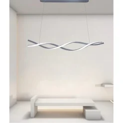LAMPADARIO LED SOSPENSIONE 48W ARGENTO SPIRALE ONDULATO VORTICE INTRECCIATO LUCE 6500K 32538