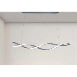 LAMPADARIO LED SOSPENSIONE 48W ARGENTO SPIRALE ONDULATO VORTICE INTRECCIATO LUCE 6500K 32538