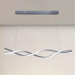 LAMPADARIO LED SOSPENSIONE 48W ARGENTO SPIRALE ONDULATO VORTICE INTRECCIATO LUCE 4000K 32521