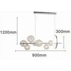 LAMPADARIO MODERNO A SOSPENSIONE ARGENTO 7 SFERE G9 BOLLE IN VETRO CON CERCHIO 71690