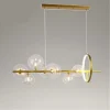 LAMPADARIO MODERNO A SOSPENSIONE ORO 7 SFERE G9 BOLLE IN VETRO CON CERCHIO 71683