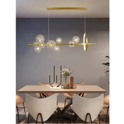 LAMPADARIO MODERNO A SOSPENSIONE ORO 7 SFERE G9 BOLLE IN VETRO CON CERCHIO 71683