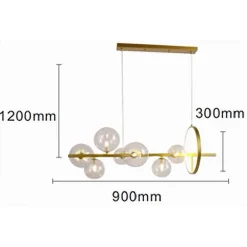 LAMPADARIO MODERNO A SOSPENSIONE ORO 7 SFERE G9 BOLLE IN VETRO CON CERCHIO 71683