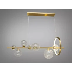 LAMPADARIO MODERNO A SOSPENSIONE ORO 7 SFERE G9 BOLLE IN VETRO CON CERCHIO 71683