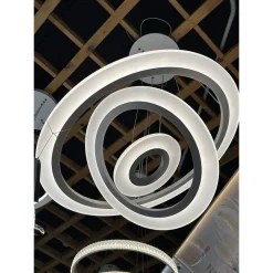 LAMPADARIO MODERNO LED A SOSPENSIONE 68W 3 CERCHI REGOLABILE DIMMERABILE A66-B3C