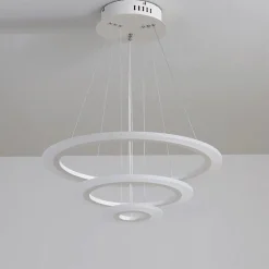 LAMPADARIO MODERNO LED A SOSPENSIONE 68W 3 CERCHI REGOLABILE DIMMERABILE A66-B3C