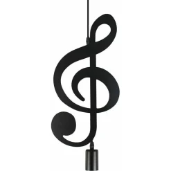 LAMPADARIO PENDENTE A SOSPENSIONE NOTA MUSICALE CHIAVE VIOLINO NERO E27 B01-N01