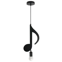 LAMPADARIO PENDENTE A SOSPENSIONE NOTA MUSICALE NOTA CROMA NERO E27 B01-N03