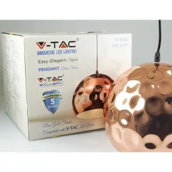 LAMPADARIO PENDENTE LAMPADA A SOSPENSIONE IN METALLO CONO ORO ROSA RAME VT-8250