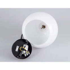 LAMPADARIO PENDENTE LAMPADA A SOSPENSIONE IN LEGNO E VETRO BIANCO CHIARO ROTONDO