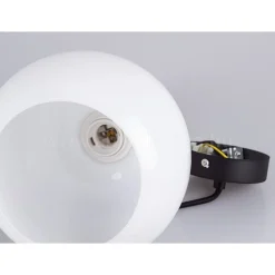 LAMPADARIO PENDENTE LAMPADA A SOSPENSIONE IN LEGNO E VETRO BIANCO CHIARO ROTONDO