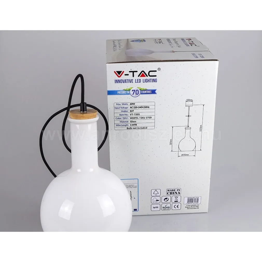 LAMPADARIO PENDENTE LAMPADA A SOSPENSIONE IN LEGNO E VETRO BIANCO CHIARO ROTONDO