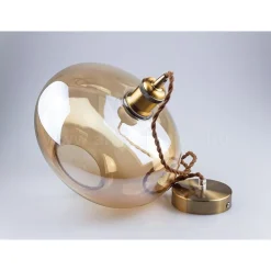 LAMPADARIO PENDENTE LAMPADA A SOSPENSIONE VINTAGE IN VETRO COLORE AMBRA VT-7290