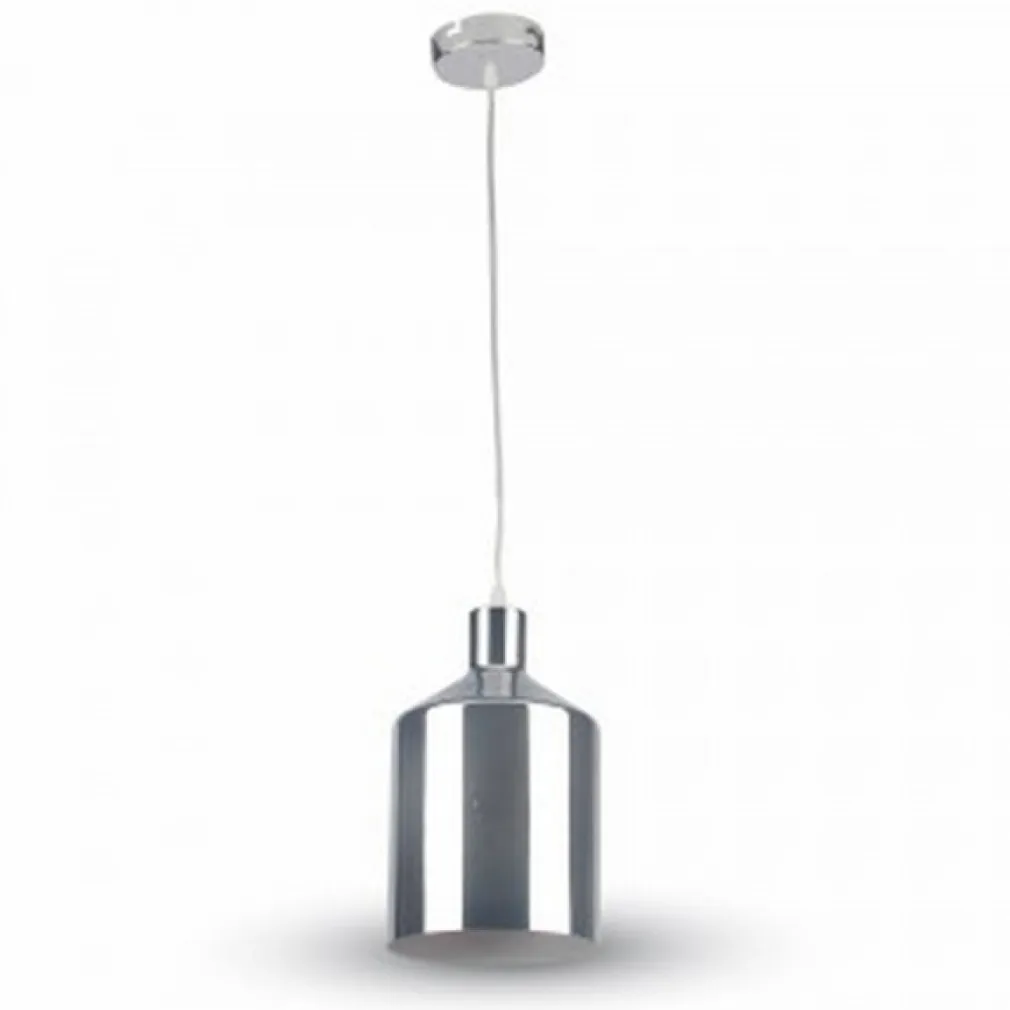 LAMPADARIO PENDENTE LAMPADA A SOSPENSIONE CROMATO A FORMA DI CILINDRO VT-8175