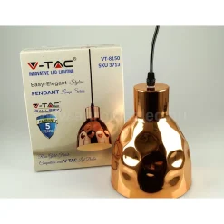 LAMPADARIO PENDENTE LAMPADA A SOSPENSIONE IN METALLO CONO ORO ROSA RAME VT-8150