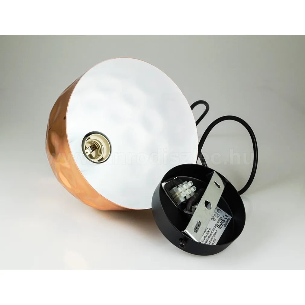 LAMPADARIO PENDENTE LAMPADA A SOSPENSIONE IN METALLO CONO ORO ROSA RAME VT-8170