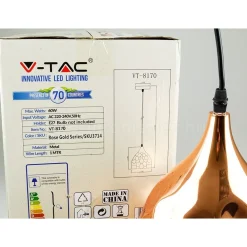 LAMPADARIO PENDENTE LAMPADA A SOSPENSIONE IN METALLO CONO ORO ROSA RAME VT-8170