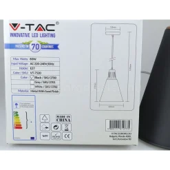 LAMPADARIO PENDENTE LAMPADA A SOSPENSIONE COLORE NERO SABBIA ALLUMINIO VT-7520