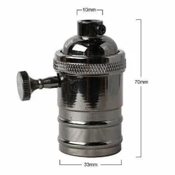 LAMPADARIO PENDENTE VINTAGE DA SOFFITTO SOSPENSIONE E27 CON INTERRUTTORE NERO METAL