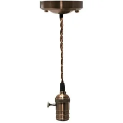 LAMPADARIO PENDENTE VINTAGE DA SOFFITTO SOSPENSIONE E27 INTERRUTTORE BRONZO METAL