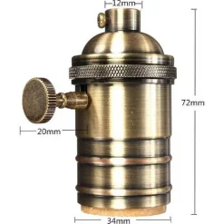 LAMPADARIO PENDENTE VINTAGE DA SOFFITTO SOSPENSIONE E27 INTERRUTTORE BRONZO METAL