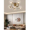 LAMPADARIO PLAFONIERA A SPIRALE 6 SPERE ATTACCO G9 LAMPADA SOFFITTO BRONZO C34-6