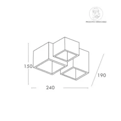 LAMPADARIO PLAFONIERA LAMPADA A SOFFITTO 3 CUBI GESSO PORTALAMPADA GU10 GS-C06-3