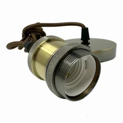 LAMPADARIO PORTALAMPADA A SOSPENSIONE VINTAGE BRONZO PER LAMPADINE E27 2MT E27-2M-V