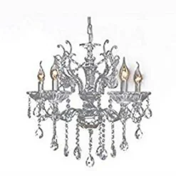 LAMPADARIO SOFFITTO 5 BRACCI A SOSPENSIONE CON CATENA GOCCE PENDENTI LAMPADA A12