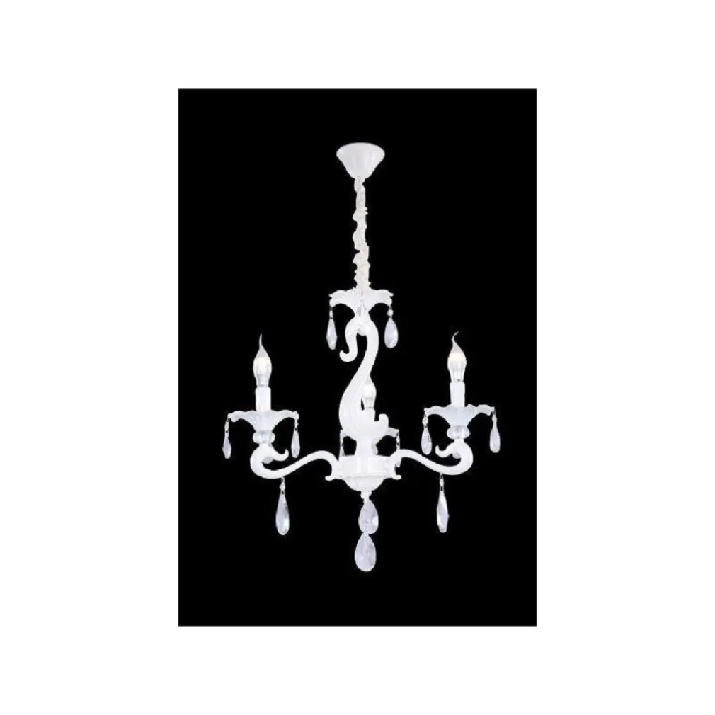 LAMPADARIO SOFFITTO CLASSICO 3 BRACCI E14 VETRO CRISTALLO GOCCE PENDENTI A15-3