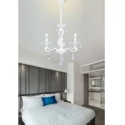 LAMPADARIO SOFFITTO CLASSICO 3 BRACCI E14 VETRO CRISTALLO GOCCE PENDENTI A15-3