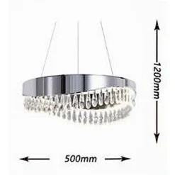 LAMPADARIO SOFFITTO LED 35 W SOSPESO ARGENTO CON CRISTALLI LUCE FREDDA 8000K B79