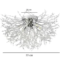 LAMPADARIO SOFFITTO PLAFONIERA ARGENTO MODERNA CRISTALLI FUOCHI ARTIFICIO G9 PN-13A