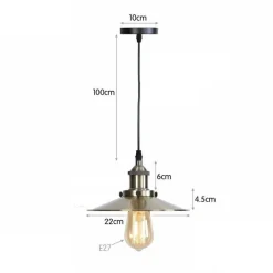 LAMPADARIO SOFFITTO PORTALAMPADA PENDENTE VINTAGE RETRO' CAVO TELATO E27 CROMATO