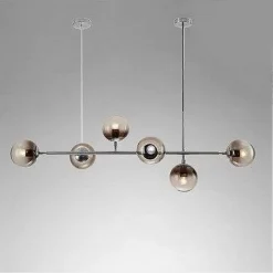 LAMPADARIO SOSPENSIONE 6 SFERE ATTACCO E27 IN VETRO LAMPADA IN METALLO ARGENTO 71652