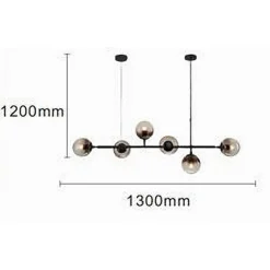 LAMPADARIO SOSPENSIONE 6 SFERE ATTACCO E27 IN VETRO LAMPADA IN METALLO NERO 71669