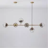 LAMPADARIO SOSPENSIONE 6 SFERE ATTACCO E27 IN VETRO LAMPADA IN METALLO ORO 71645