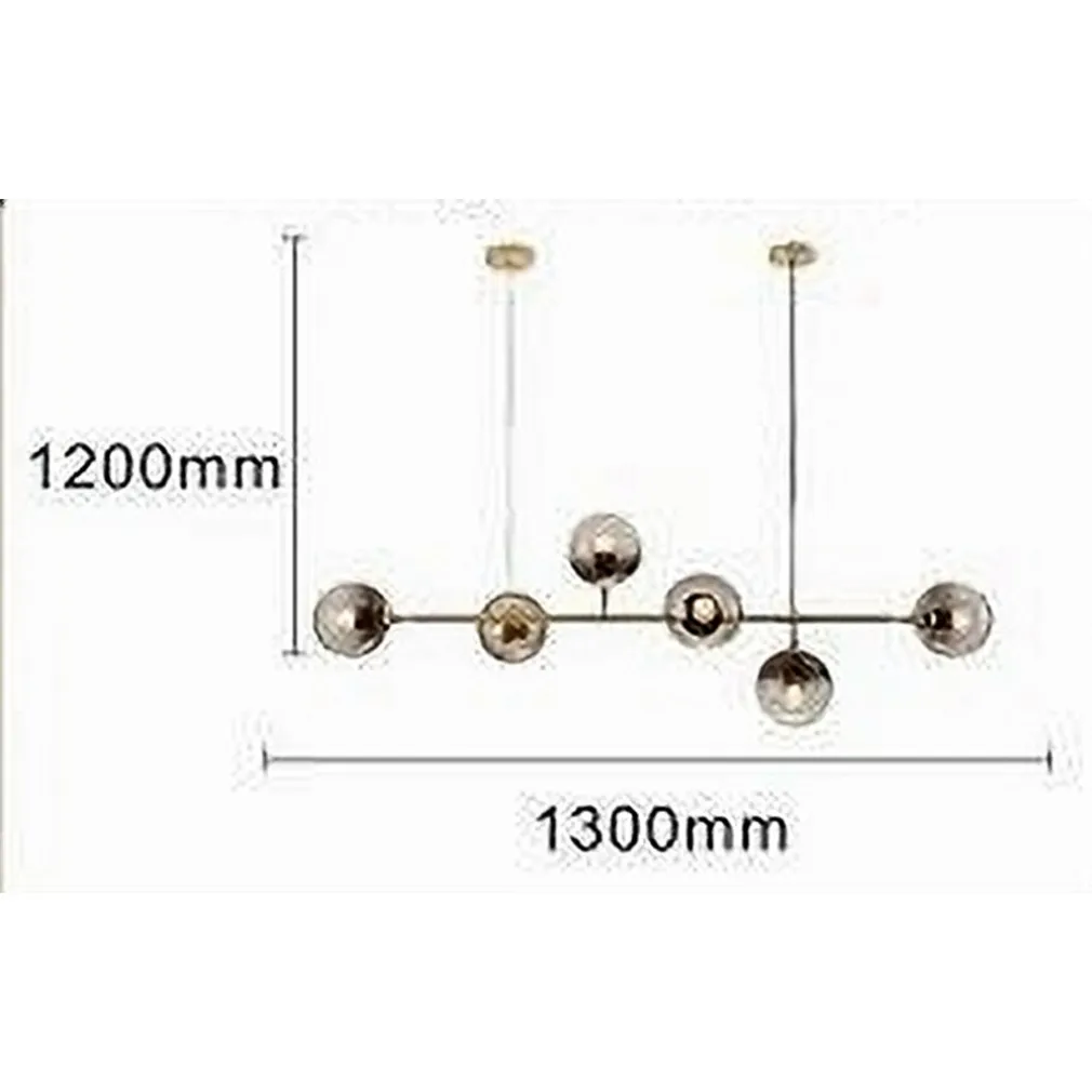 LAMPADARIO SOSPENSIONE 6 SFERE ATTACCO E27 IN VETRO LAMPADA IN METALLO ORO 71645