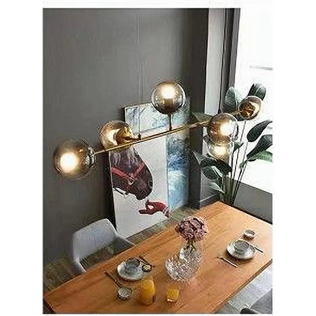 LAMPADARIO SOSPENSIONE 6 SFERE ATTACCO E27 IN VETRO LAMPADA IN METALLO ORO 71645