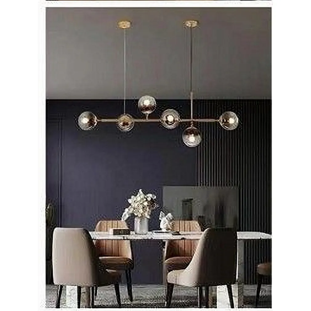 LAMPADARIO SOSPENSIONE 6 SFERE ATTACCO E27 IN VETRO LAMPADA IN METALLO ORO 71645