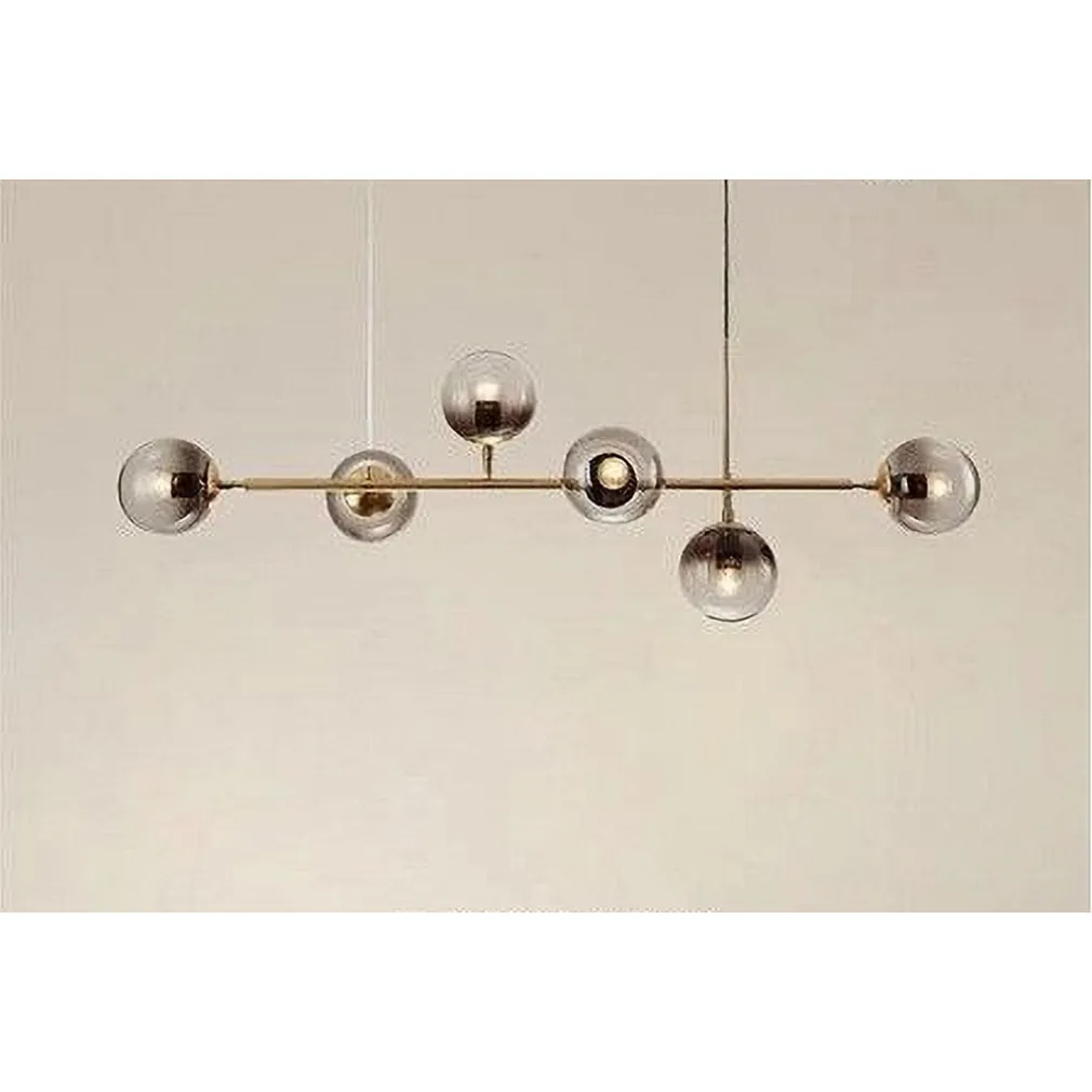 LAMPADARIO SOSPENSIONE 6 SFERE ATTACCO E27 IN VETRO LAMPADA IN METALLO ORO 71645