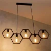 LAMPADARIO SOSPENSIONE GEOMETRICO ESAGONALE E27 INDUSTRIALE NERO VINTAGE LP-89N