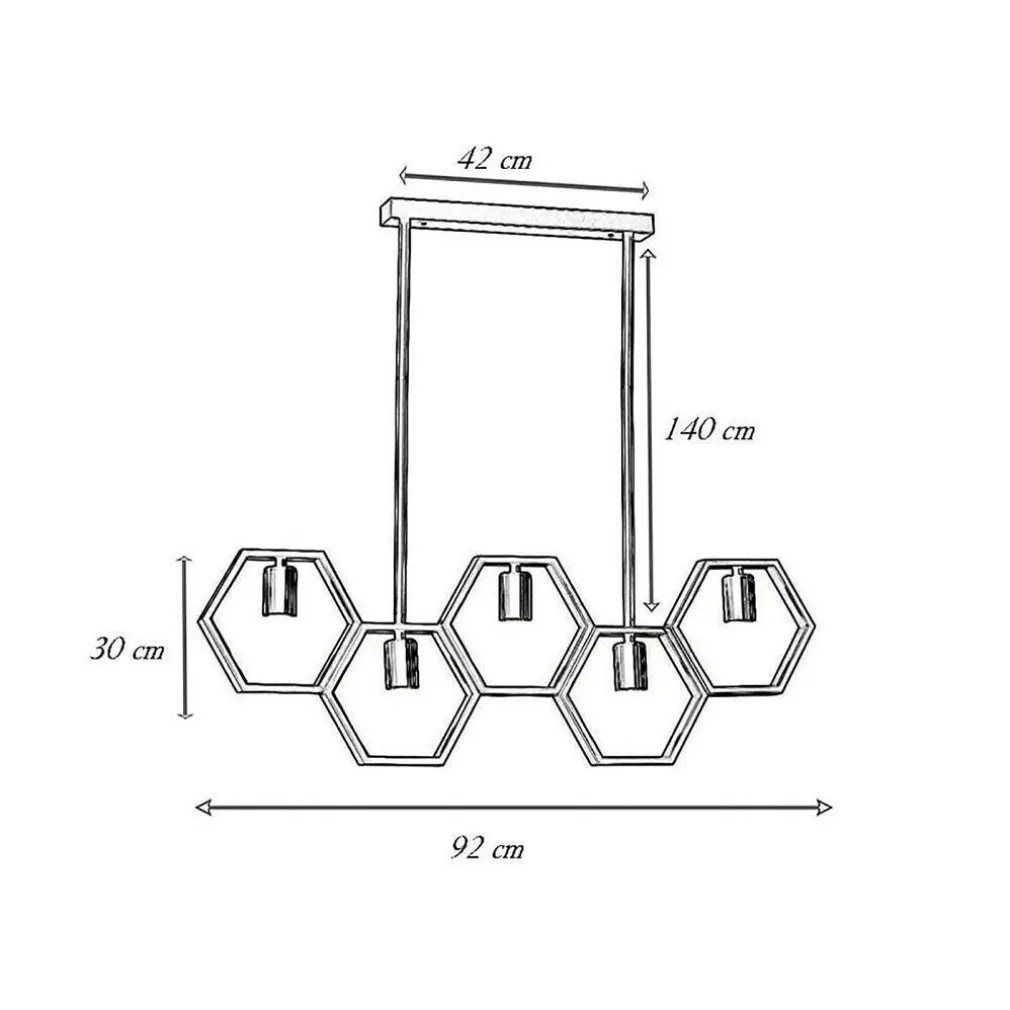 LAMPADARIO SOSPENSIONE GEOMETRICO ESAGONALE E27 INDUSTRIALE NERO VINTAGE LP-89N