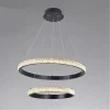 LAMPADARIO SOSPENSIONE LED 60 W 2 CERCHI ANELLI CRISTALLO TELECOMANDO NERO 31968