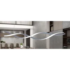 LAMPADARIO SOSPENSIONE LUCE 3000K-6500K LED 48W ARGENTO SPIRALE VORTICE ORIZZONTALE 01127