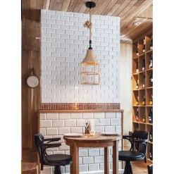 LAMPADARIO SOSPENSIONE PARALUME A CAMPANA IN CORDA DI CANAPA STILE VINTAGE A41-1