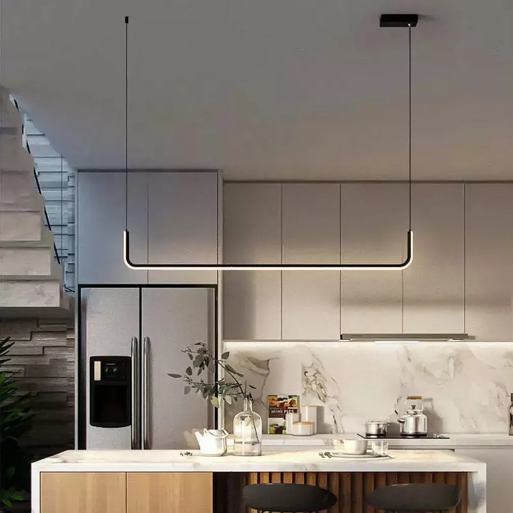 LAMPADARIO SOSPENSIONE 21W LINEARE ORIZZONTALE MINIMAL MODERNO NERO LUCE LED 50445